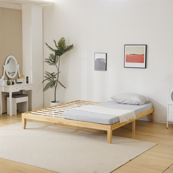 Basic bed frame solid wood color King 206*192*30.5cm wooden bed