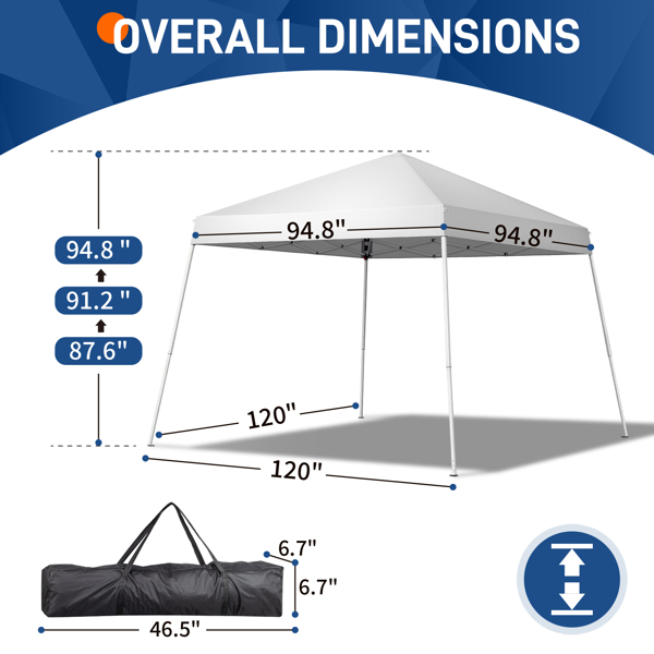 3 x 3M Portable Home Use Waterproof Folding Tent White