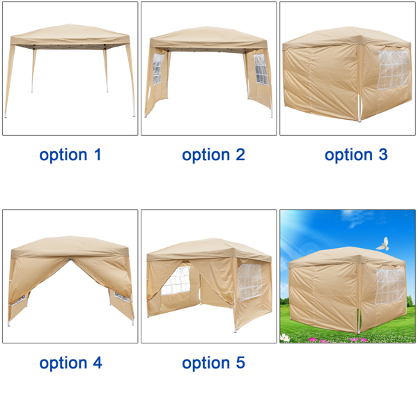 3 x 3m Two Doors & Two Windows Practical Waterproof Right-Angle Folding Tent Khaki