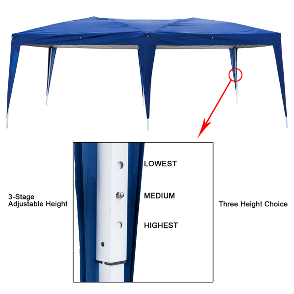 3 x 6m Four Windows Practical Waterproof Folding Tent Blue