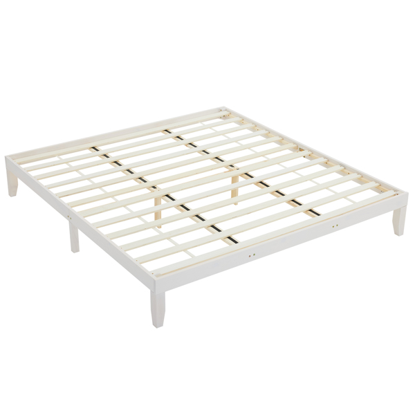 Basic bed frame washed white King 206*192*30.5cm wooden bed