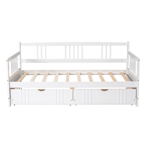 Twin Size Daybed Wood Bed with Two Drawers,White