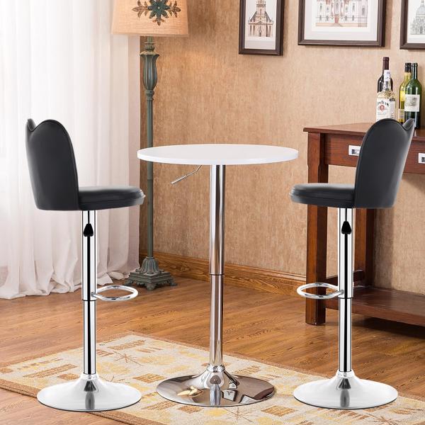 Bar Stools Set of 2, Swivel Counter Height Bar Stools with Backs, Adjustable Bar Chairs for kitchen island, Modern Barstools with Pu Leather Upholstered - Black Counter Stools