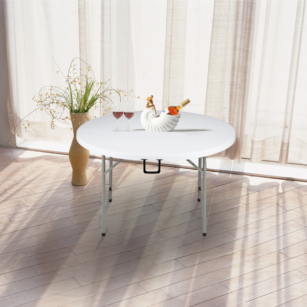 48inch Round Folding Table Outdoor Folding Utility Table White