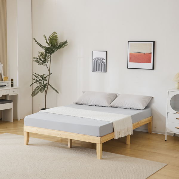 Basic bed frame solid wood color Queen 206*151*30.5cm wooden bed