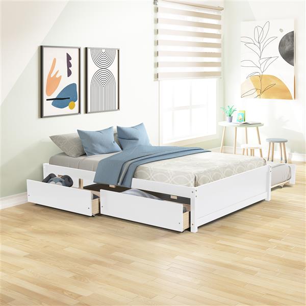 FULL BED WITH TWIN TRUNDLE AND TWO DRAWERS FOR WHITE COLOR