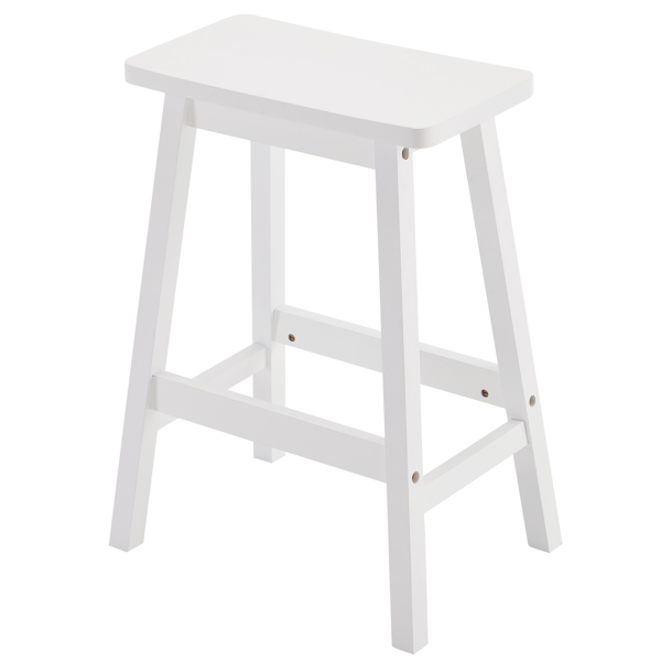 2pcs Pine Wood Saddle Seat Bar Stool White