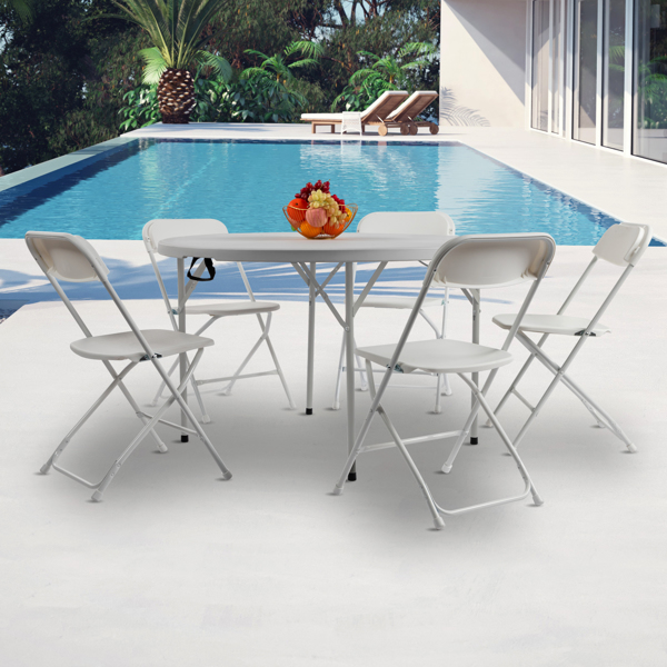 48inch Round Folding Table Outdoor Folding Utility Table White