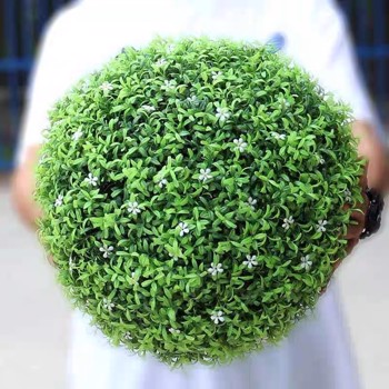 15\\'\\' Artificial Boxwood Topiaries,Garden Faux Topiary Ball Plants with White Flower for Indoor or Outdoor Decor