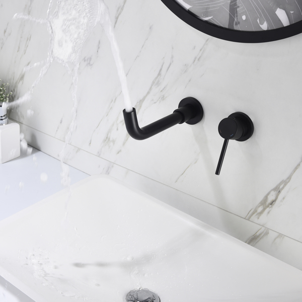 Single Lever Handle Wall Mounted Bathroom Faucet