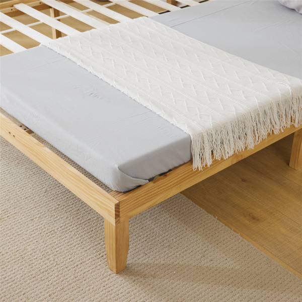 Basic bed frame solid wood color King 206*192*30.5cm wooden bed