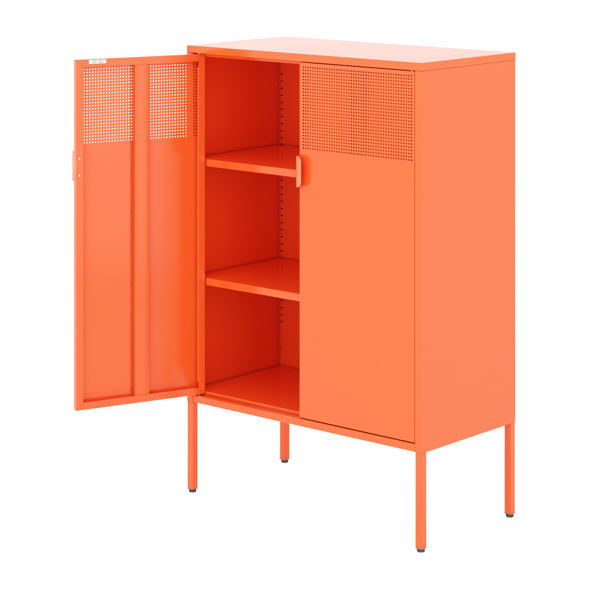 Steel lockers, adjustable laminates, side cabinets, shoe cabinets, lockers orange