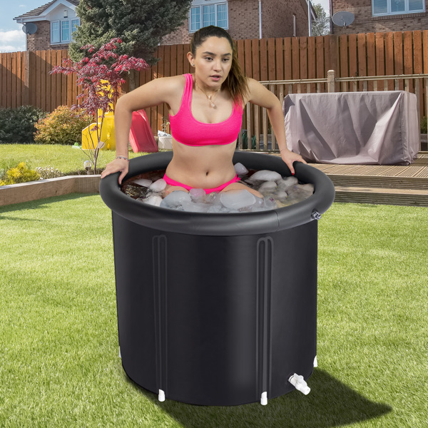 Ice Bath Tub for Athletes with Cover, 105 Gallons Cold Plunge Tub for Recovery, Multiple Layered Portable Ice Bath Plunge Pool, Black