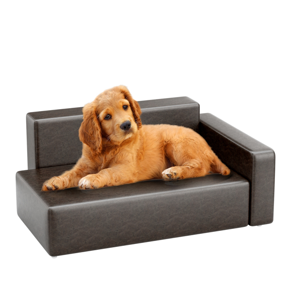 Modern Dog Sofa PU Leather Sturdy Dog Couch for Small and Medium Dogs Waterproof Pet Sofa for Cats and Small Animals