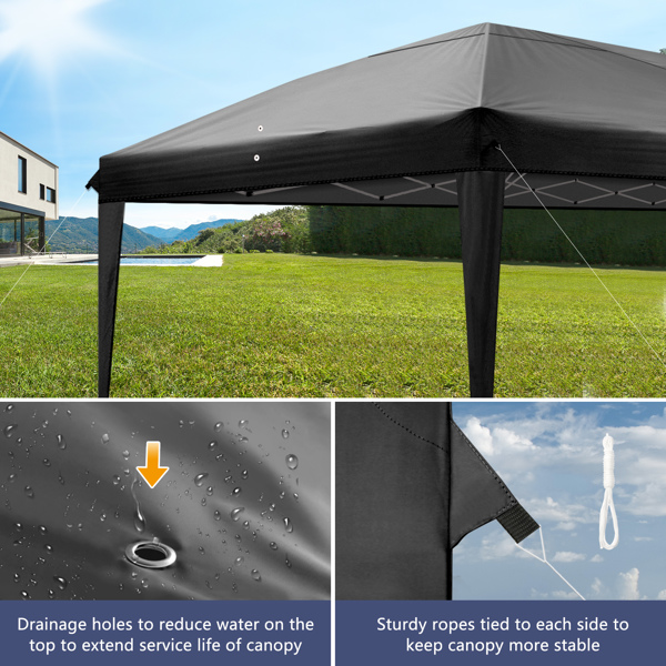 3 x 6m Four Windows Practical Waterproof Folding Tent Black 