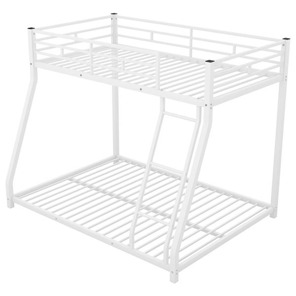 Metal Floor Bunk Bed, Twin over Full,White