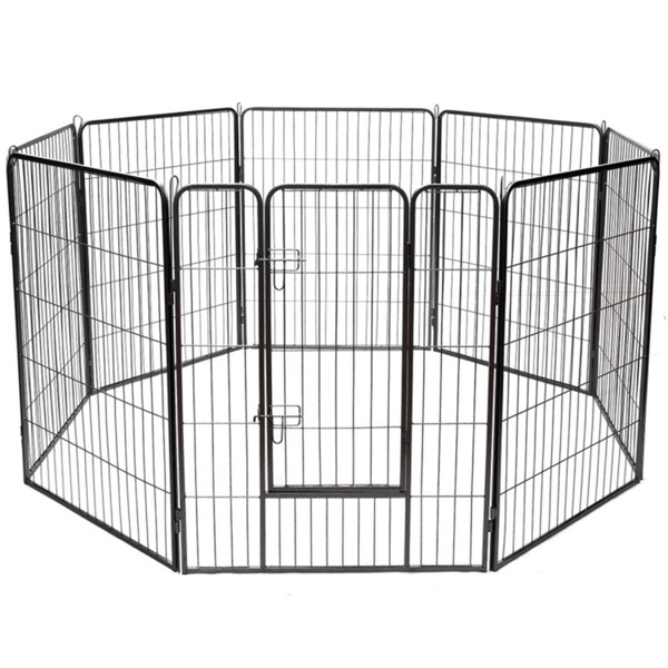Dog Fence 40" H，8 Metal Panel Heavy Duty Pet Playpen Dog Fence with Door