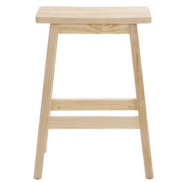 2pcs Pine Wood Saddle Seat Bar Stool Burlywood