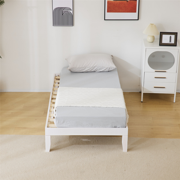 Basic bed frame washed white Twin 197.2*96.5*30.5cm wooden bed