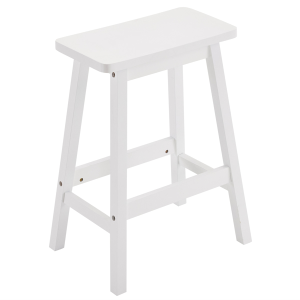 2pcs Pine Wood Saddle Seat Bar Stool White