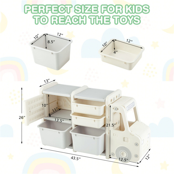 Cute Truck-shaped Organizer with Plastic Bins