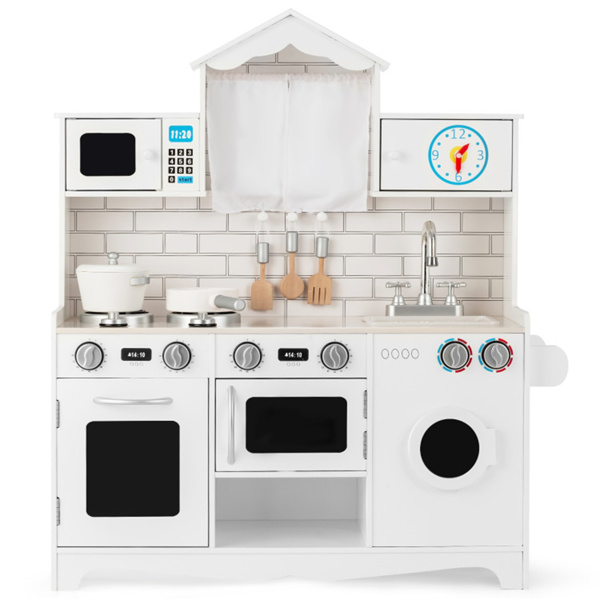 Kitchen Toy Wooden Kids Kitchen with Washing Machine 