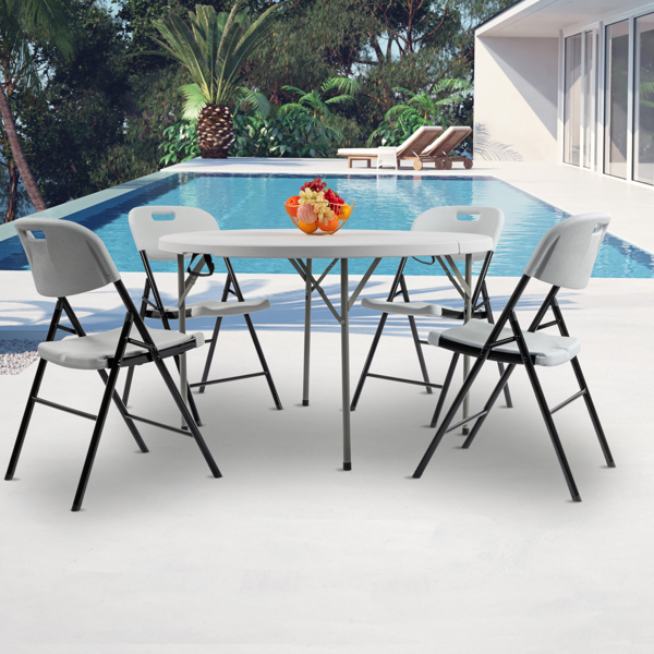 48inch Round Folding Table Outdoor Folding Utility Table White