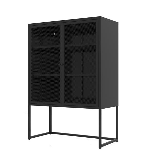 Black Storage Cabinet with Doors, Modern Black Accent Cabinet, Free Standing Cabinet, Buffet Sideboards for Bedroom, Kitchen,Home Office