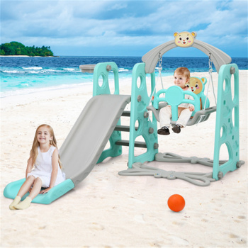 4 in 1 Toddler Swing and Slide Set, Kids Slide with Climber,Baby Playground Set