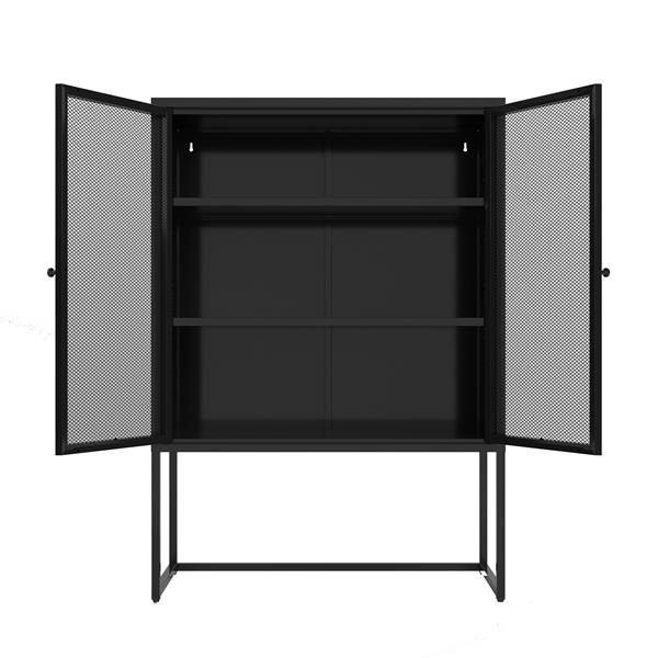 Black Storage Cabinet with Doors, Modern Black Accent Cabinet, Free Standing Cabinet, Buffet Sideboards for Bedroom, Kitchen,Home Office