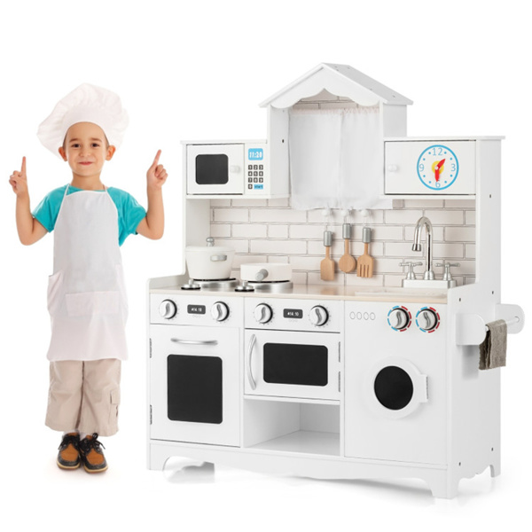 Kitchen Toy Wooden Kids Kitchen with Washing Machine 