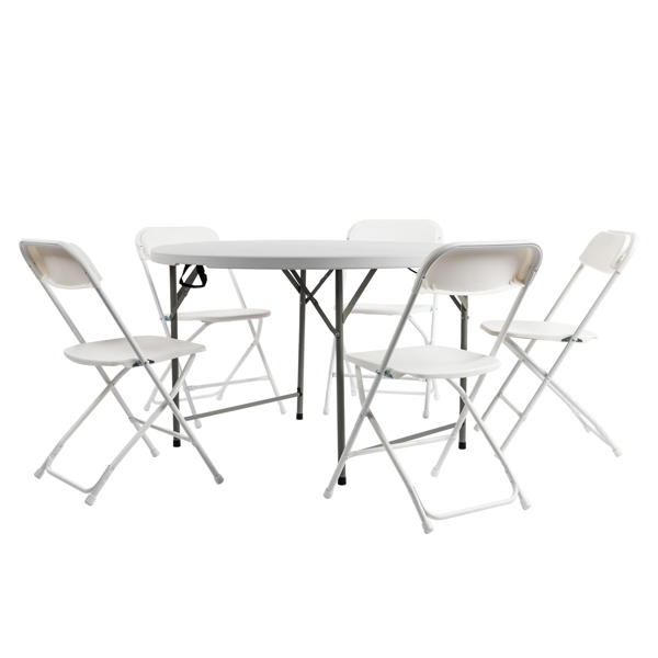 48inch Round Folding Table Outdoor Folding Utility Table White