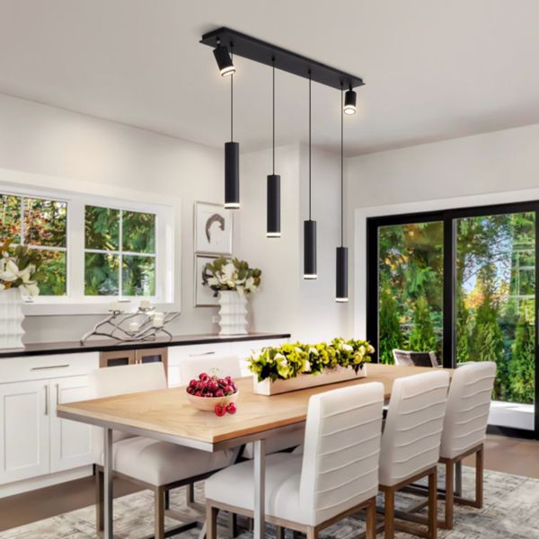 Angelina 6 - Light Matte Black Kitchen Island Pendant[No Bulb][Unable to ship on weekends, please place orders with caution]