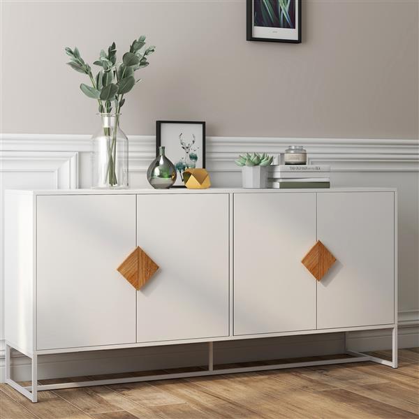 Solid wood special shape square handle design with 4 doors and double storage sideboard