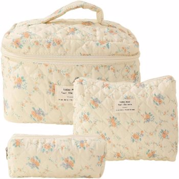 Cosmetic Bags for Women(3 pcs) Cute FloralMakeup Bag, Organizer Storage Make Up Bag,Travel Toiletry bags,Handbags Purses