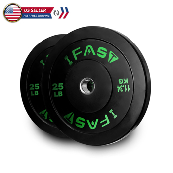 Olympic Weight Plates, Rubber Bumper Plates, 2 Inch Steel Insert 25lb Bundle Options Available for Home Gym Strength Training, Weightlifting, Weight Bench Press and Workout