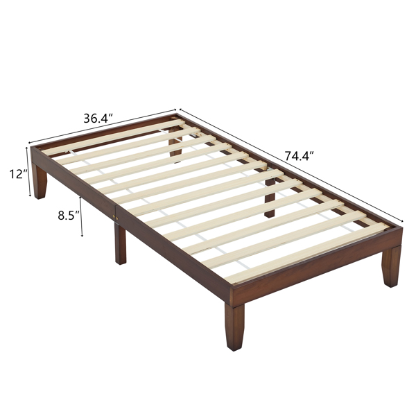 Basic bed frame brown Twin 197.2*96.5*30.5cm wooden bed