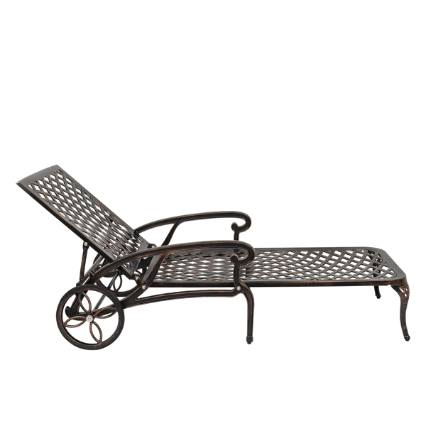 【Replace 60810204】193*64.5*93cm Backrest Adjustable Courtyard Cast Aluminum Lying Bed Bronze