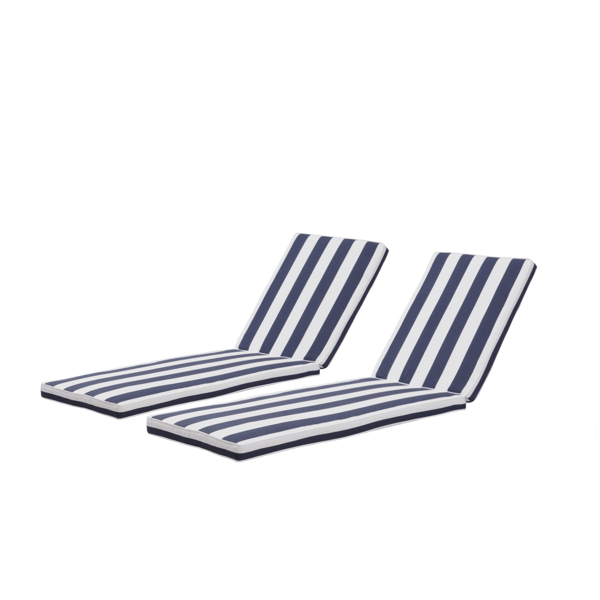 2 PCS Set Outdoor  79.49" x 26" Lounge Chair Cushion Replacement Patio Seat Cushion Chaise Lounge Cushion（Blue/White Stripe） [Sale to Temu is Banned.Weekend can not be shipped, order with caution]