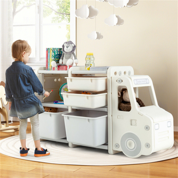 Cute Truck-shaped Organizer with Plastic Bins