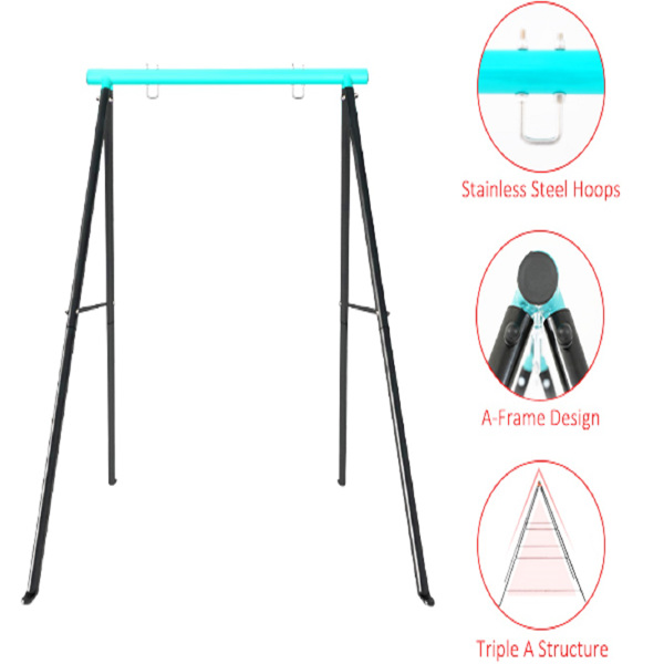 Porch Swing Frame, 550lbs Weight Capacity Swing Stand, Heavy Duty A-Frame Swing, Swing Stand Frame for Yoga Hammock Saucer Baby Porch Swing (Cyan, Swing NOT Included)