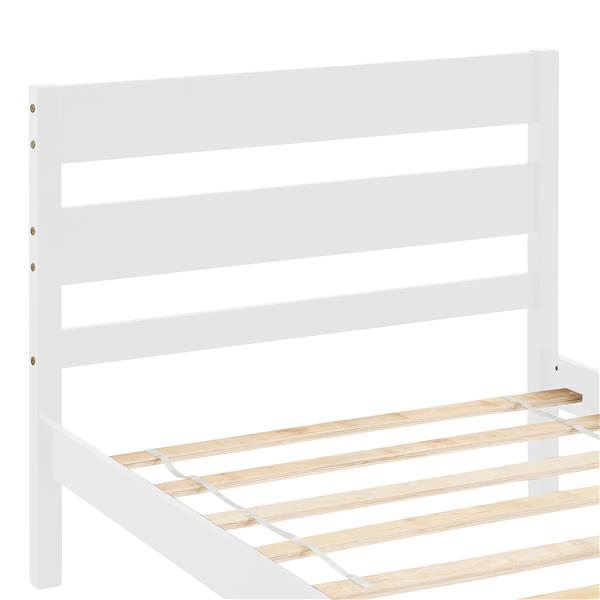 Twin Bed with Headboard and Footboard,White