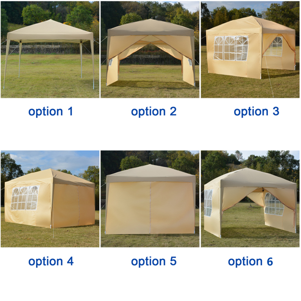 3 x 3m Two Doors & Two Windows Practical Waterproof Right-Angle Folding Tent Khaki