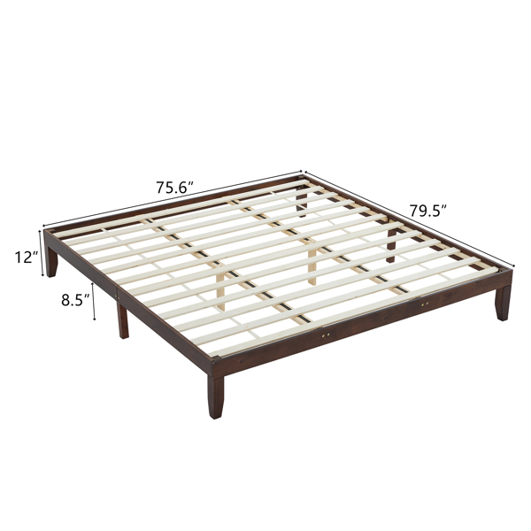 Basic bed frame brown King 206*192*30.5cm wooden bed