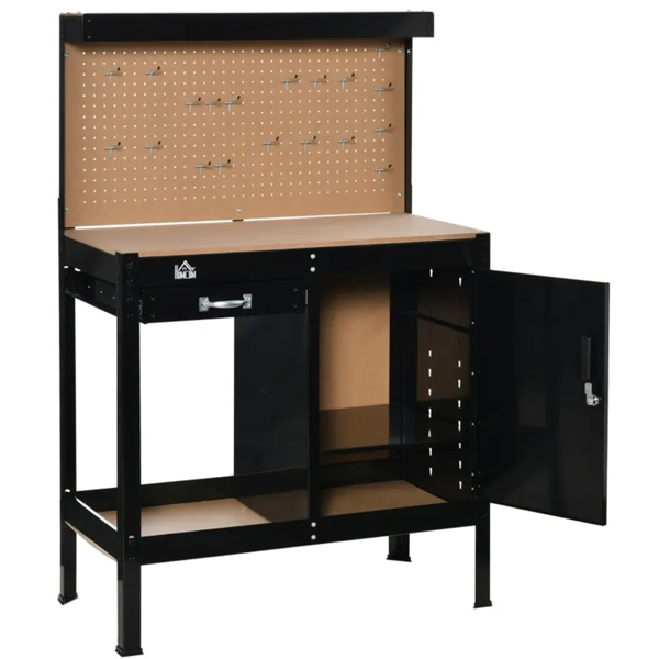 Multipurpose Tool Table, Storage Cabinet with Keys Workshop Tool Table with Slide Drawer.  