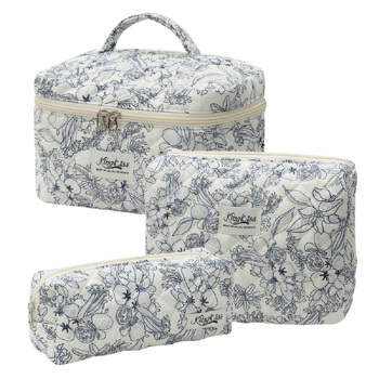 Cosmetic Bags for Women(3 pcs) Cute Floral Makeup Bag, Organizer Storage Make Up Bag,Travel Toiletry bags,Handbags Purses