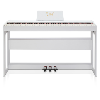 [Do Not Sell on Amazon]Glarry GDP-104 88 Keys Full Weighted Keyboards Digital Piano with Furniture Stand, Power Adapter, Triple Pedals, Headphone, for All Experience Levels White