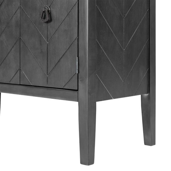 U-style, Accent Storage Cabinet Wooden Cabinet with Adjustable Shelf, Antique Gray, Entryway, Living Room, Study Room