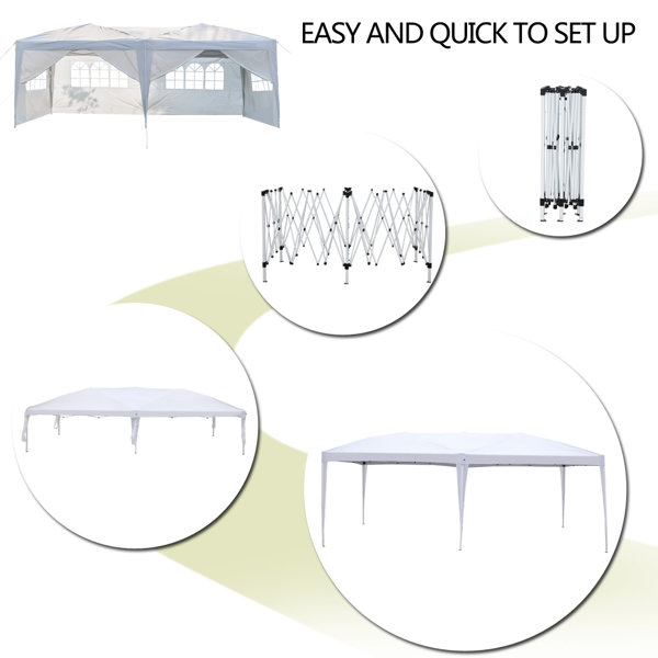 3 x 6m Four Windows Practical Waterproof Folding Tent White