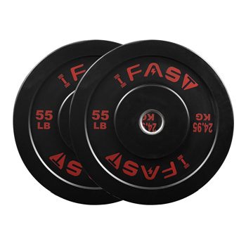 Olympic Weight Plates, Rubber Bumper Plates, 2 Inch Steel Insert 55lb Bundle Options Available for Home Gym Strength Training, Weightlifting, Weight Bench Press and Workout
